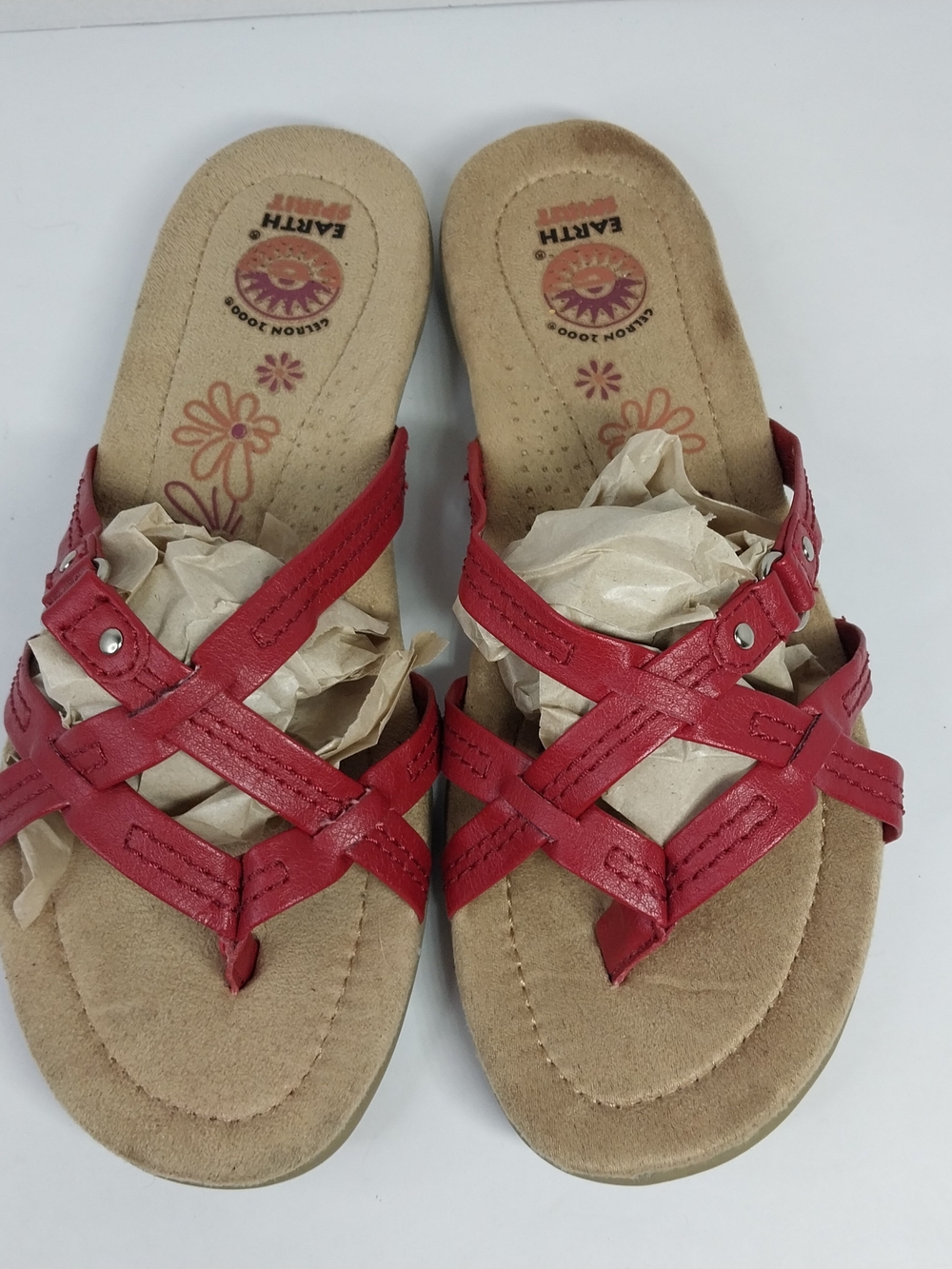 Earth Spirit Wini Slides Women's 6.5 Red Strappy Gelron 2000 Sandal Shoes Boho - Picture 3 of 12